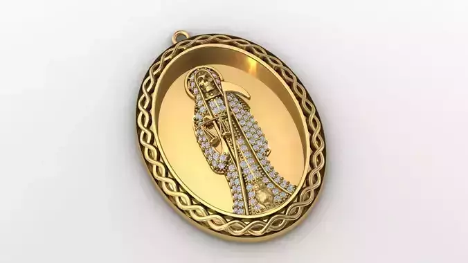  santa muerte holy death small size pendant 3D STL 3DM skull