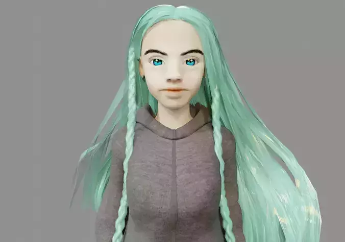 Girl and mermaid with 6 outfits Low-poly 3D model