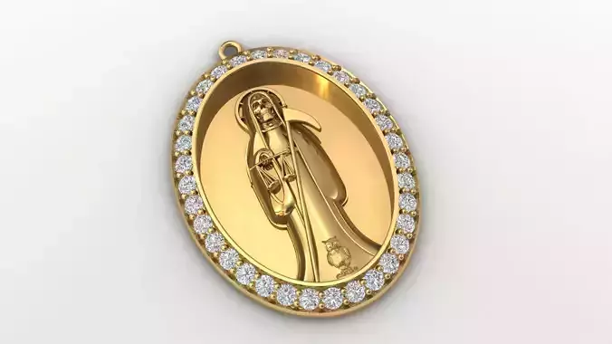  santa muerte holy death small size pendant 3D STL 3DM skull
