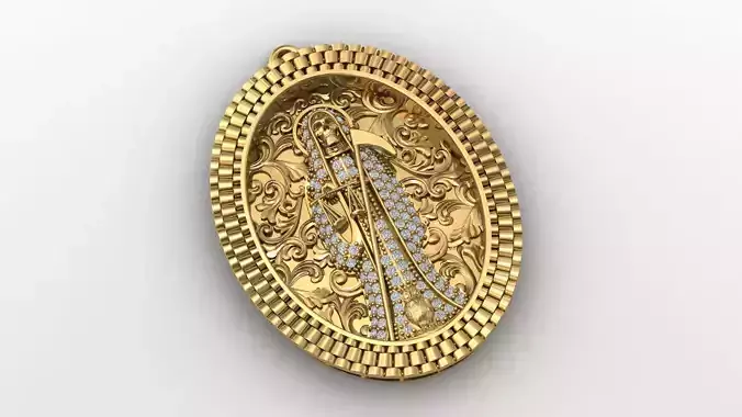  santa muerte holy death small size pendant 3D STL 3DM skull