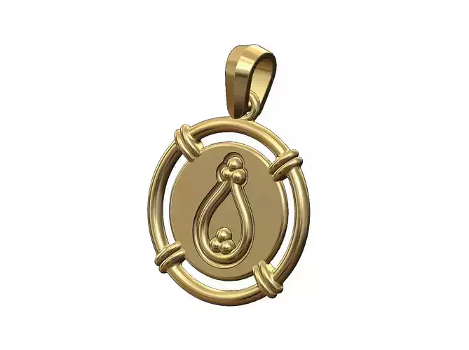 Linked wire beaded crown coin pendant with bail