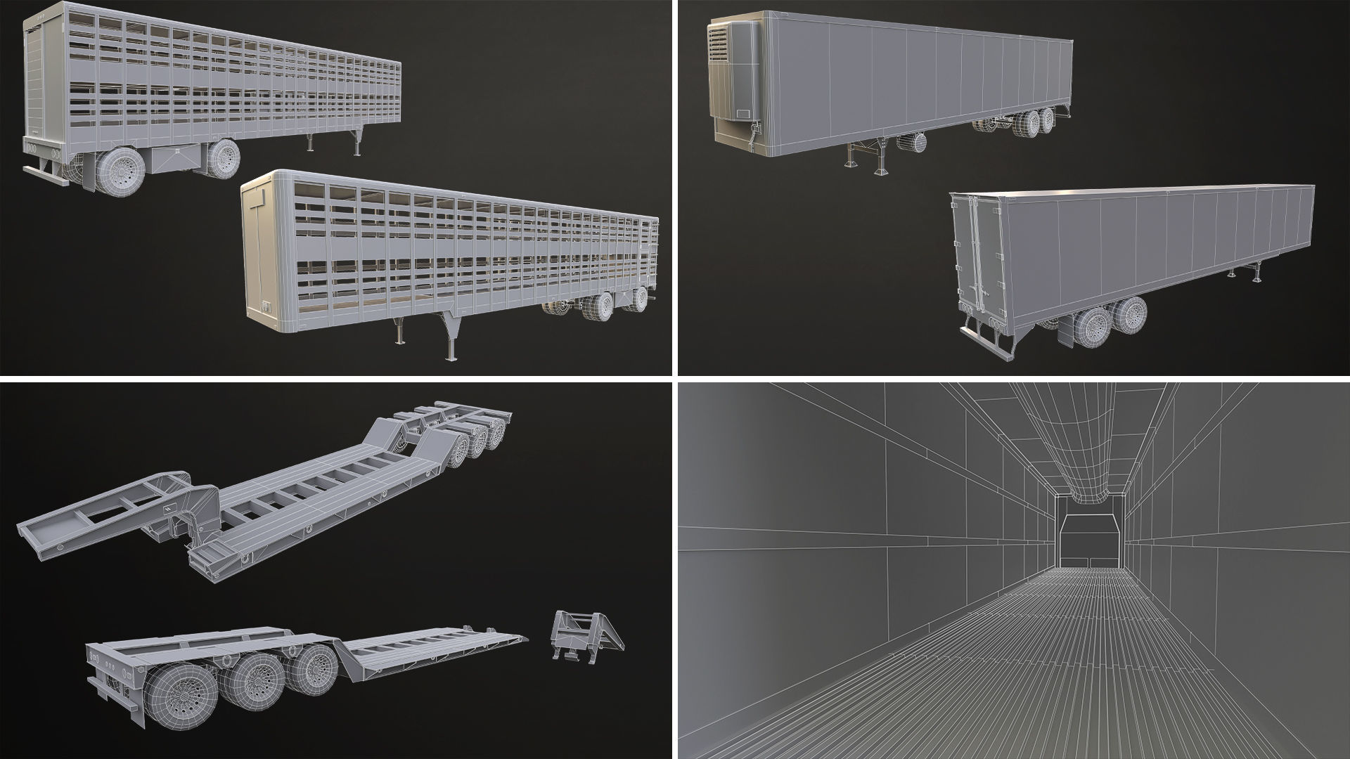 Semi Truck Mega Pack Low-poly 3D model_35