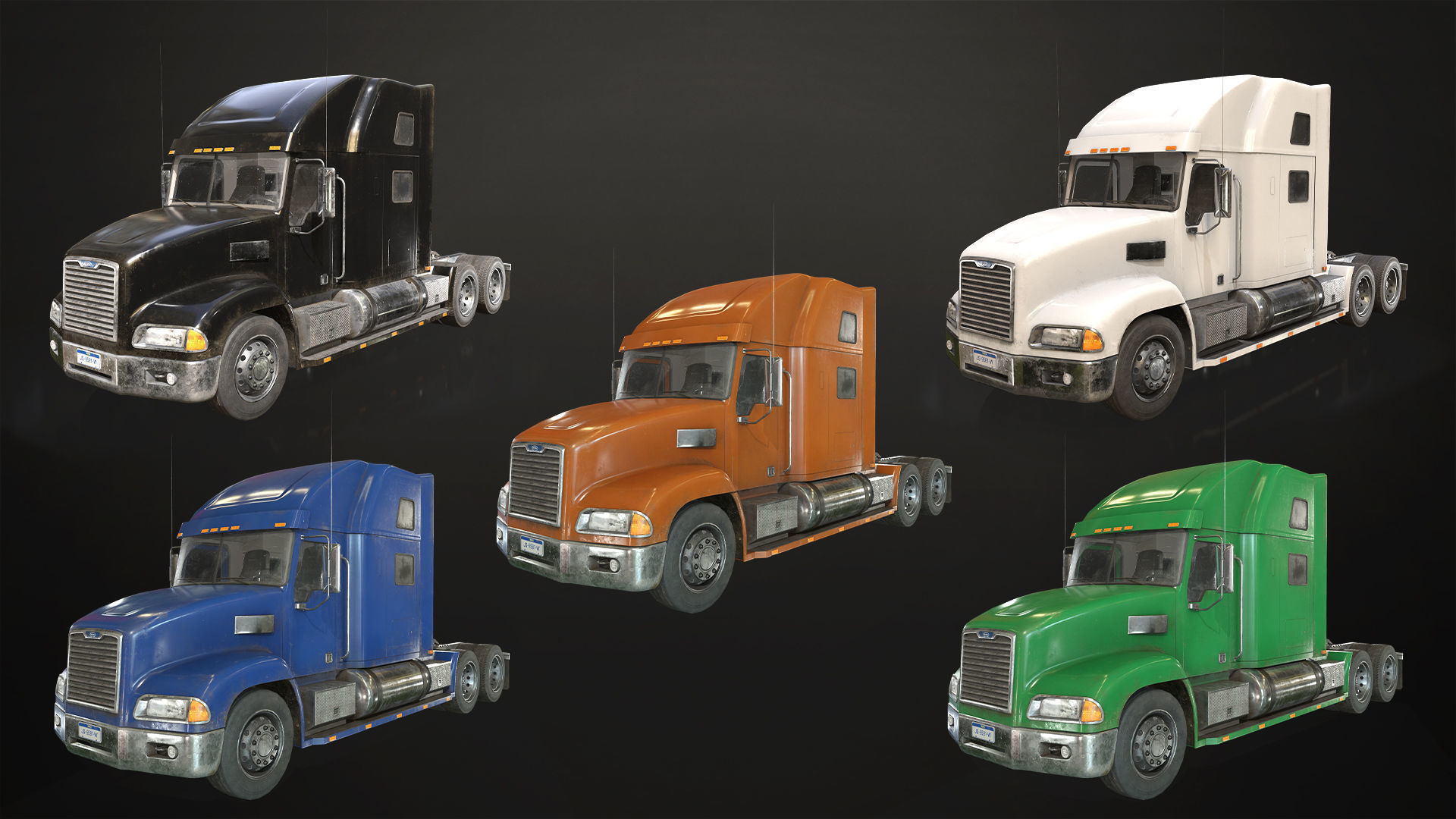 Semi Truck Mega Pack Low-poly 3D model_11