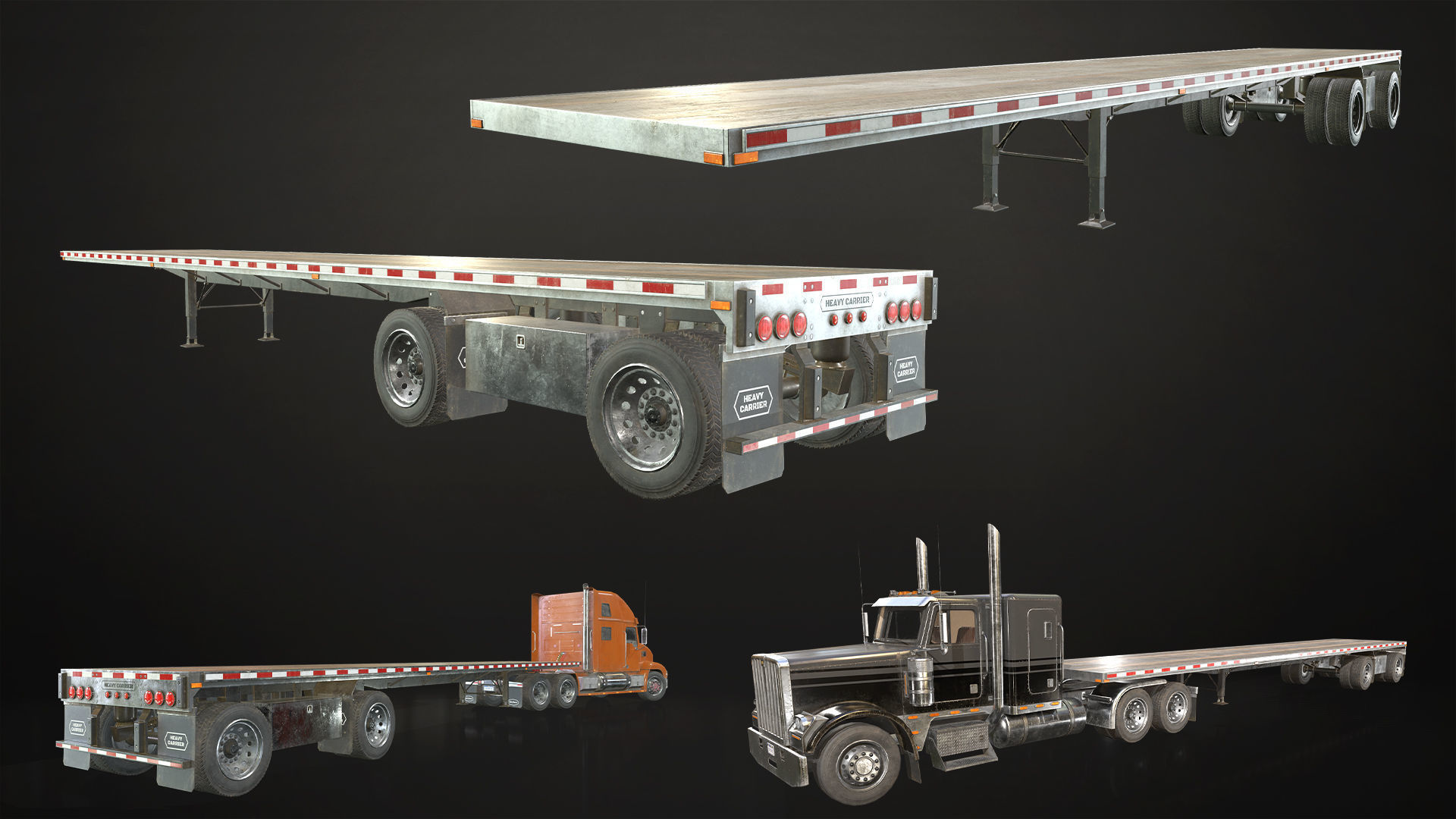Semi Truck Mega Pack Low-poly 3D model_26