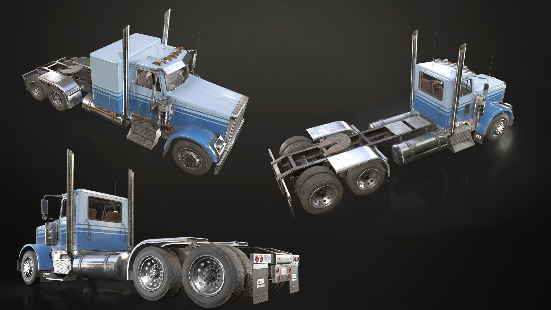 Semi Truck Mega Pack Low-poly 3D model_2