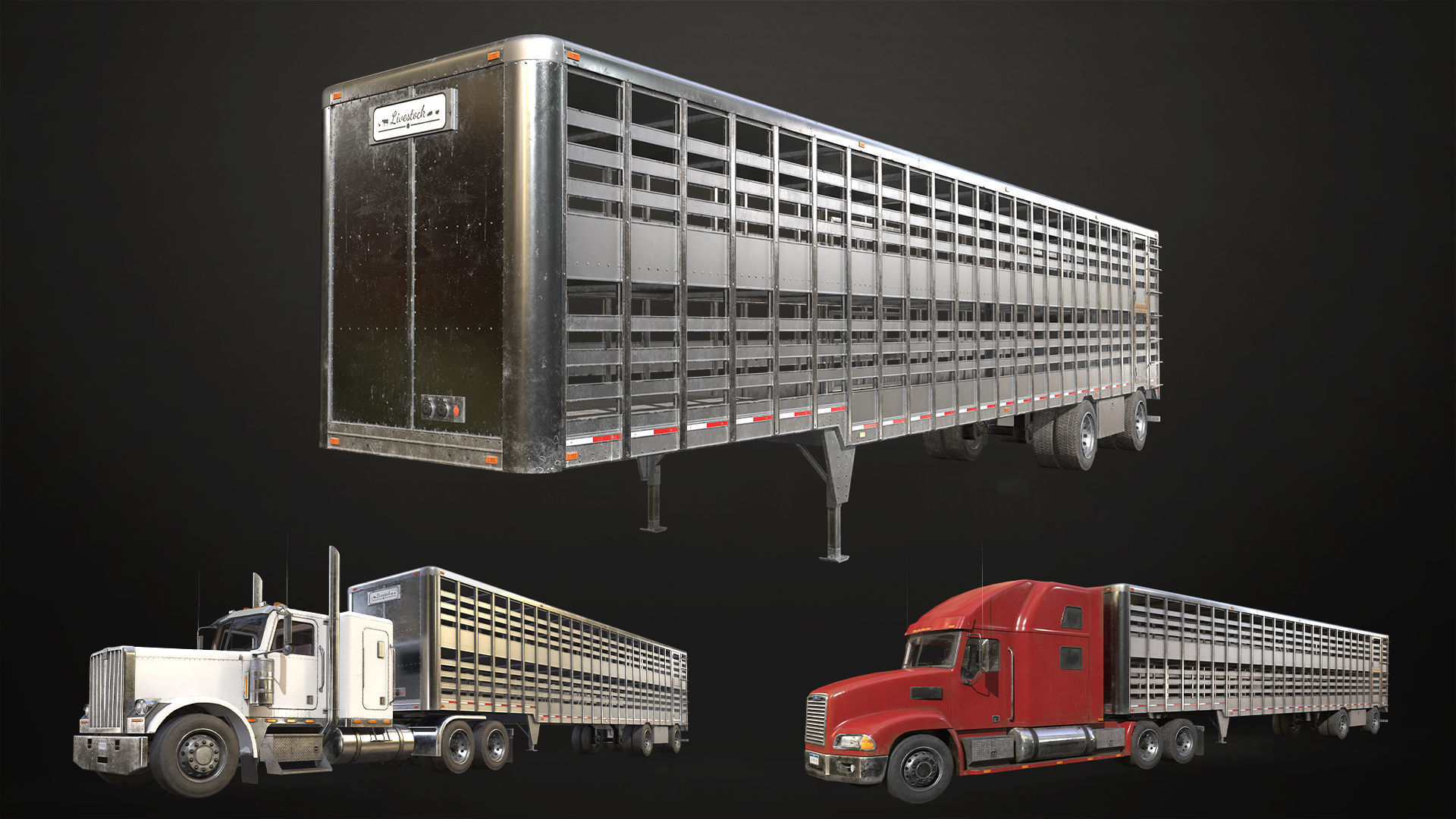 Semi Truck Mega Pack Low-poly 3D model_27
