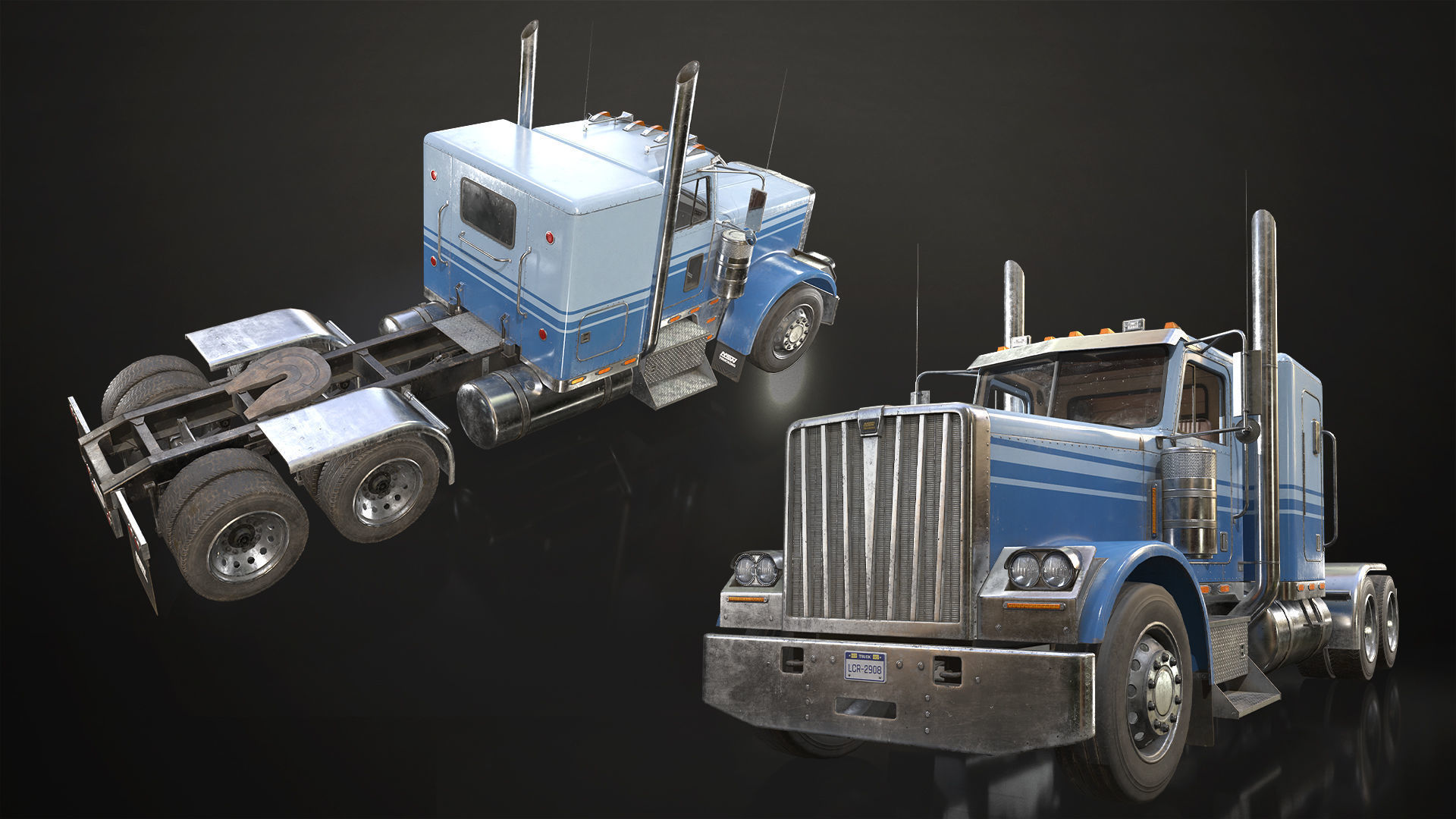 Semi Truck Mega Pack Low-poly 3D model_1