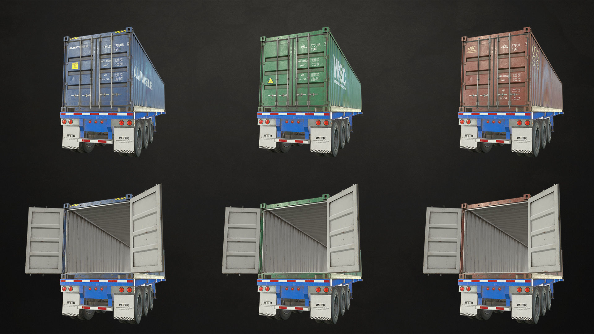 Semi Truck Mega Pack Low-poly 3D model_21