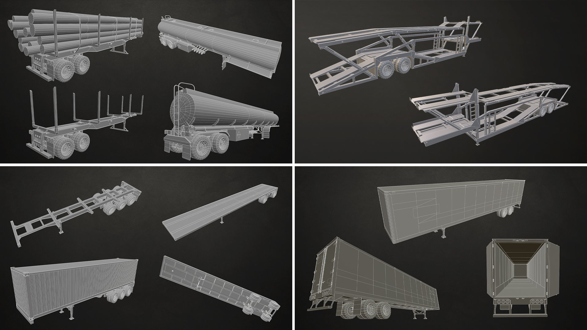 Semi Truck Mega Pack Low-poly 3D model_34