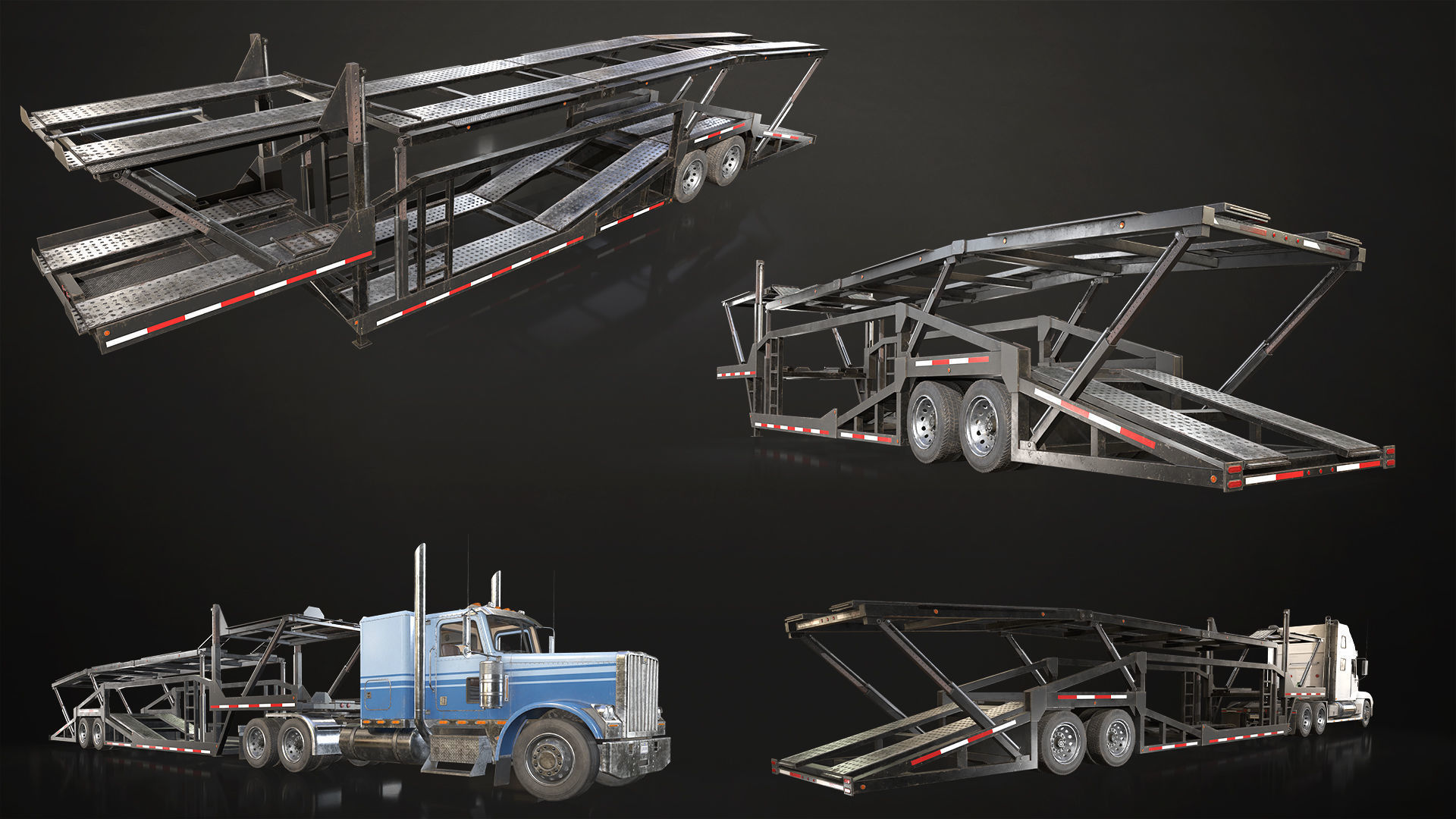 Semi Truck Mega Pack Low-poly 3D model_18