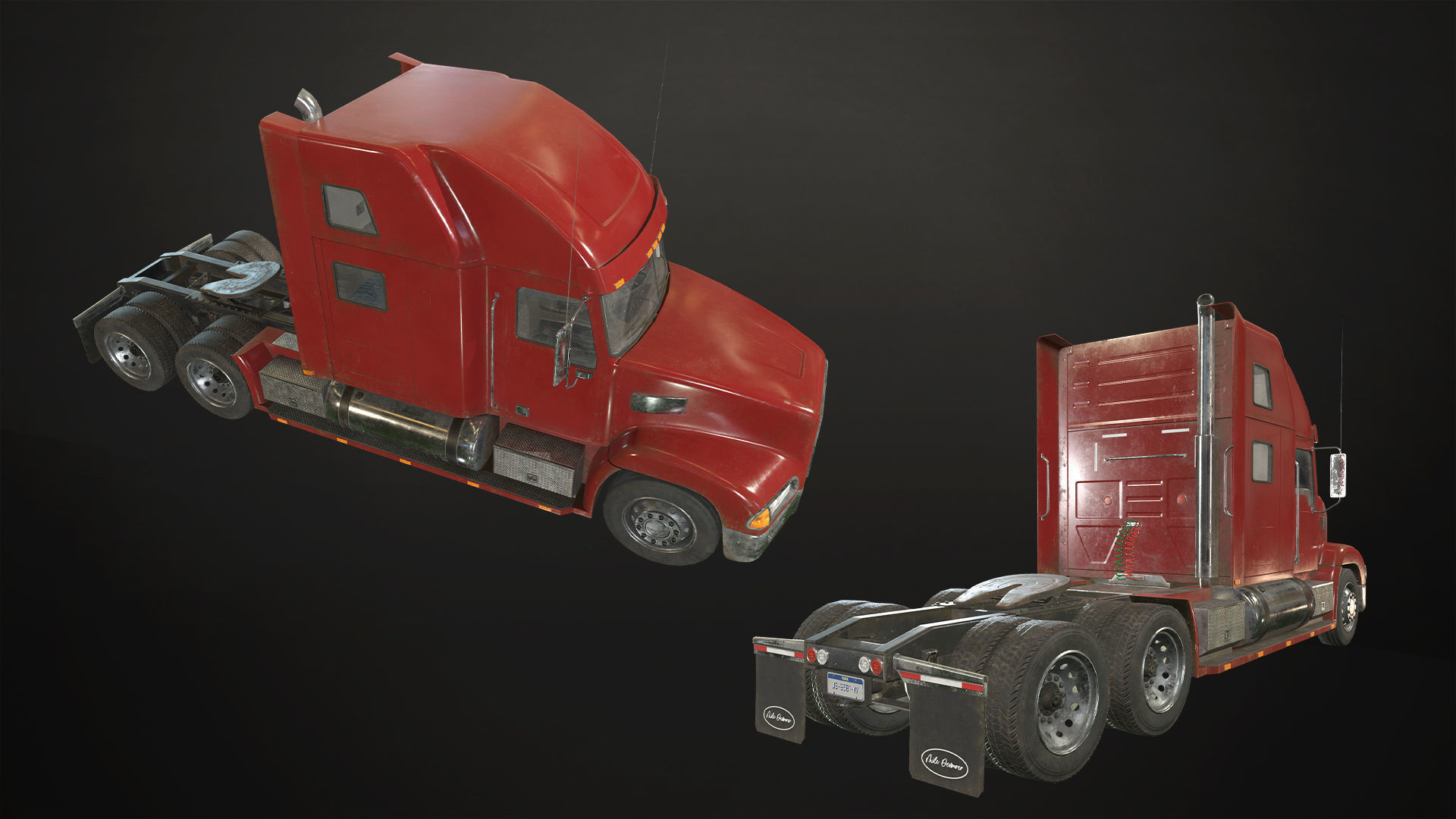 Semi Truck Mega Pack Low-poly 3D model_12