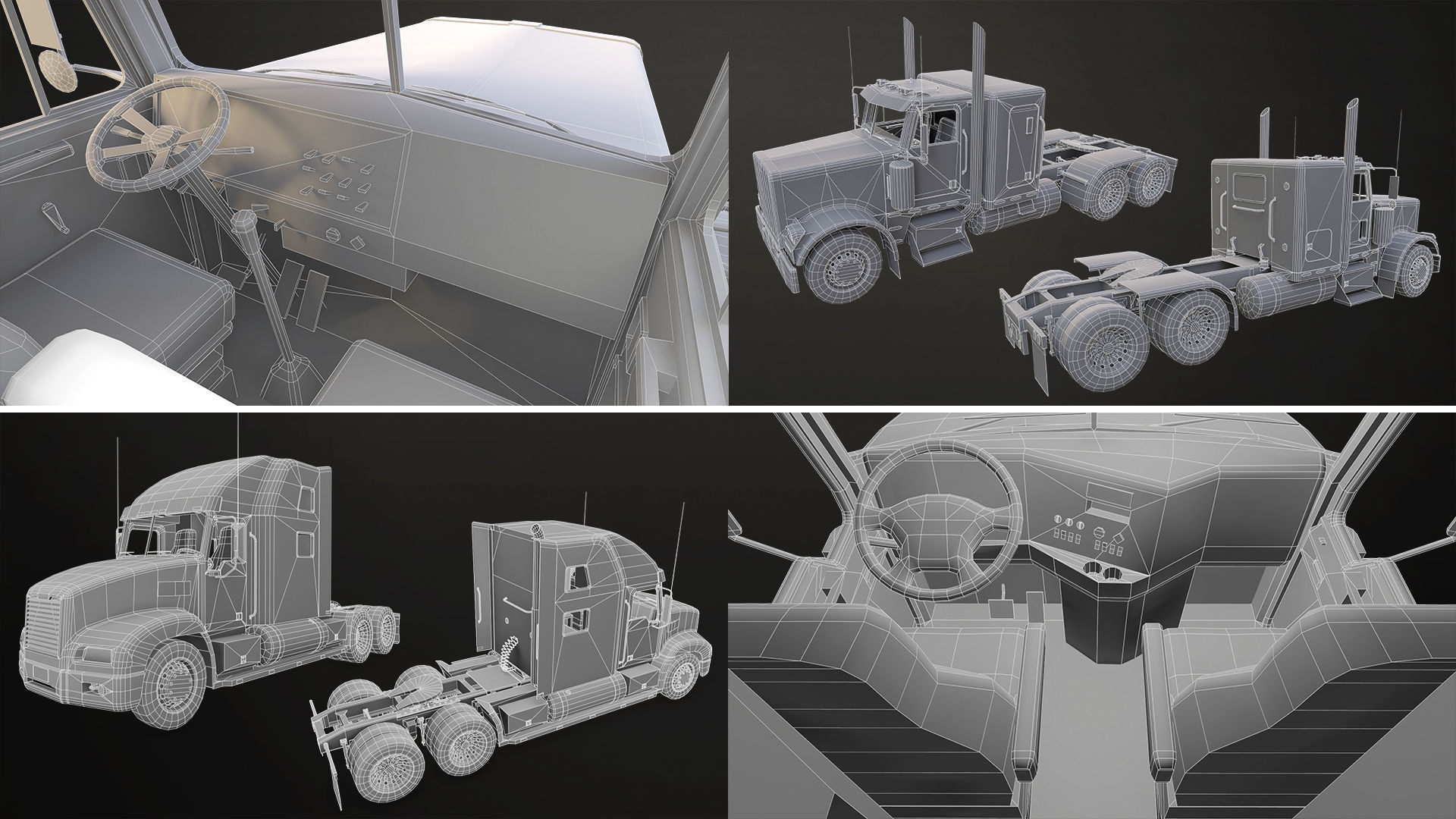 Semi Truck Mega Pack Low-poly 3D model_33