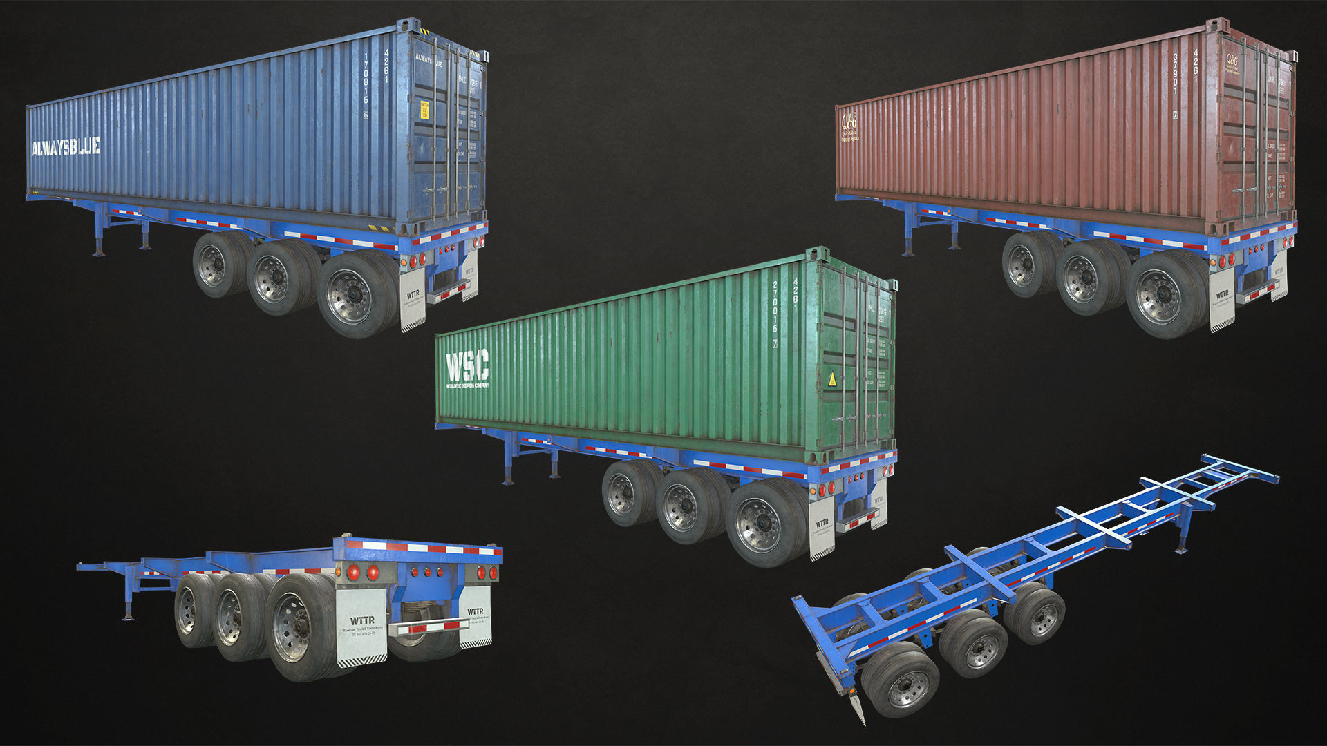 Semi Truck Mega Pack Low-poly 3D model_22