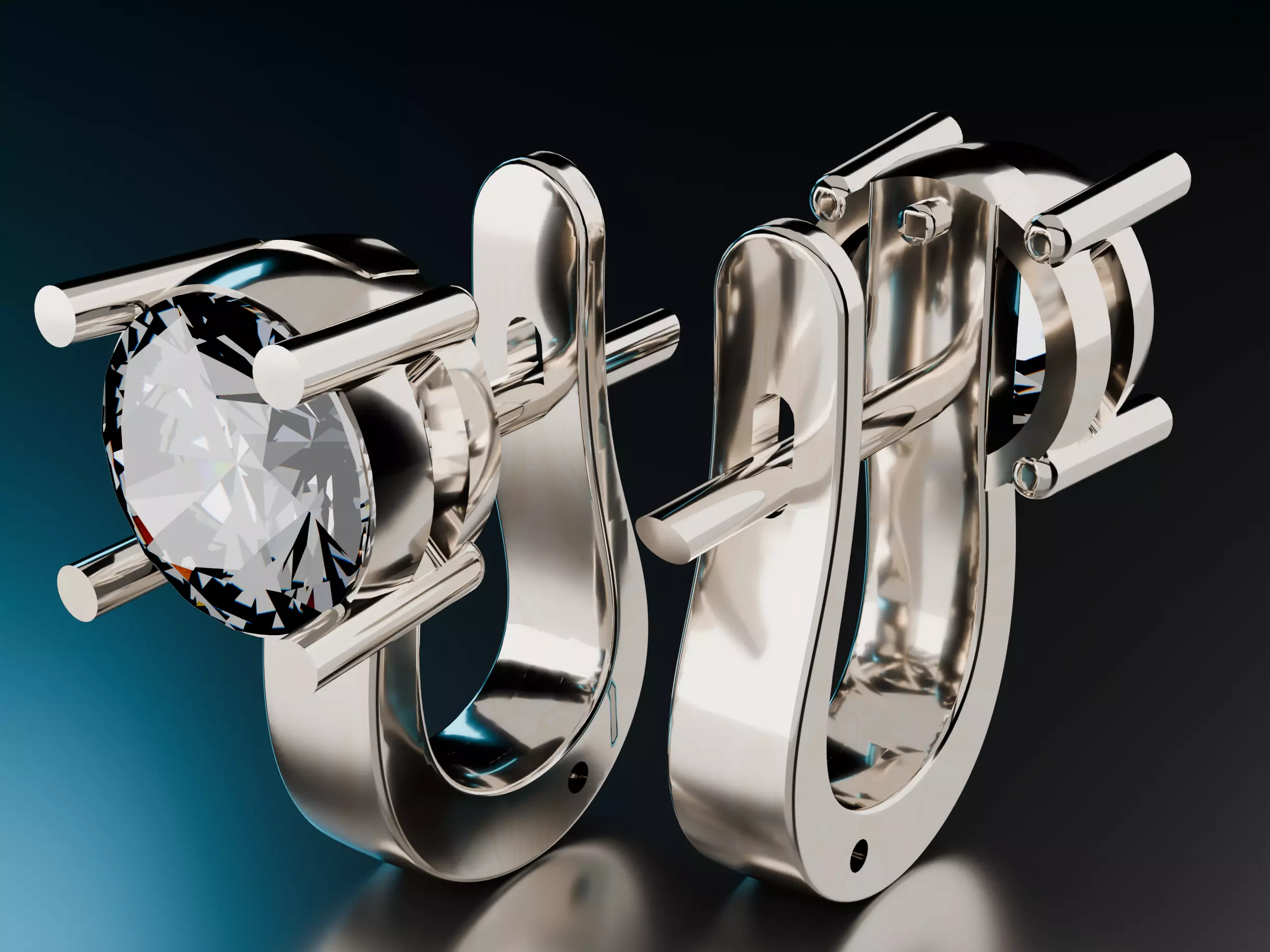 Diamond Earrings 3D print model