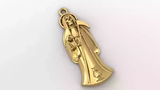  santa muerte holy death small size pendant 3D STL 3DM skull