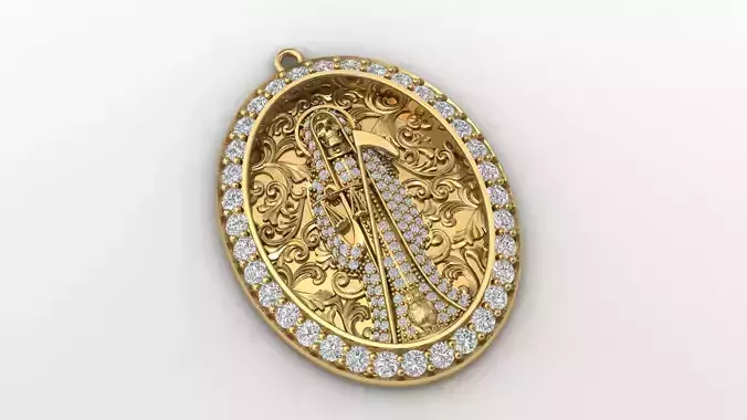  santa muerte holy death small size pendant 3D STL 3DM skull