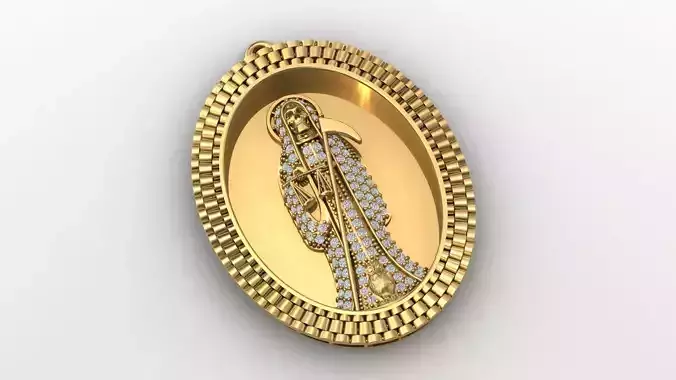  santa muerte holy death small size pendant 3D STL 3DM skull