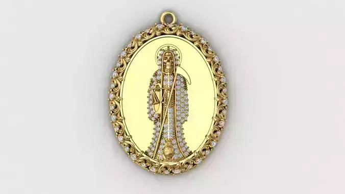  santa muerte holy death small size pendant 3D STL 3DM skull