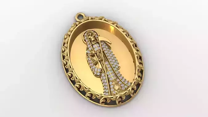  santa muerte holy death small size pendant 3D STL 3DM skull