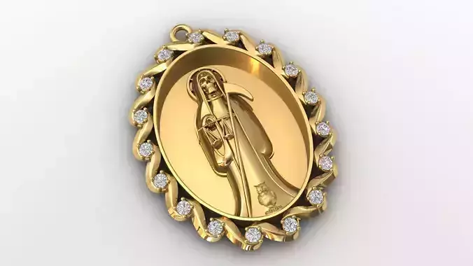  santa muerte holy death small size pendant 3D STL 3DM skull