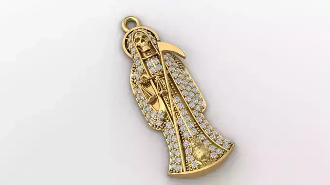  santa muerte holy death small size pendant 3D STL 3DM skull