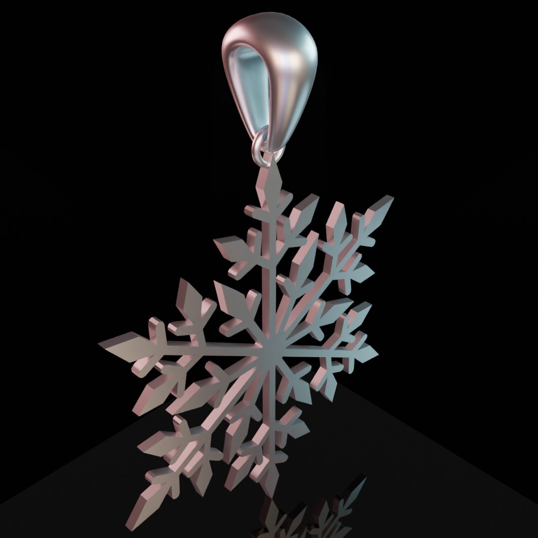 Snowflake jewerly pendent 3D print model_7