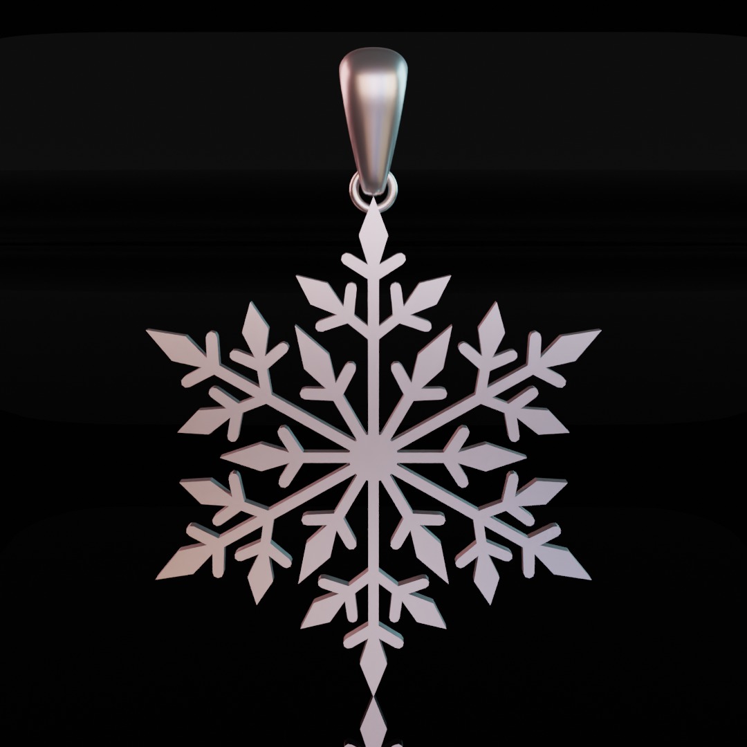 Snowflake jewerly pendent 3D print model_1