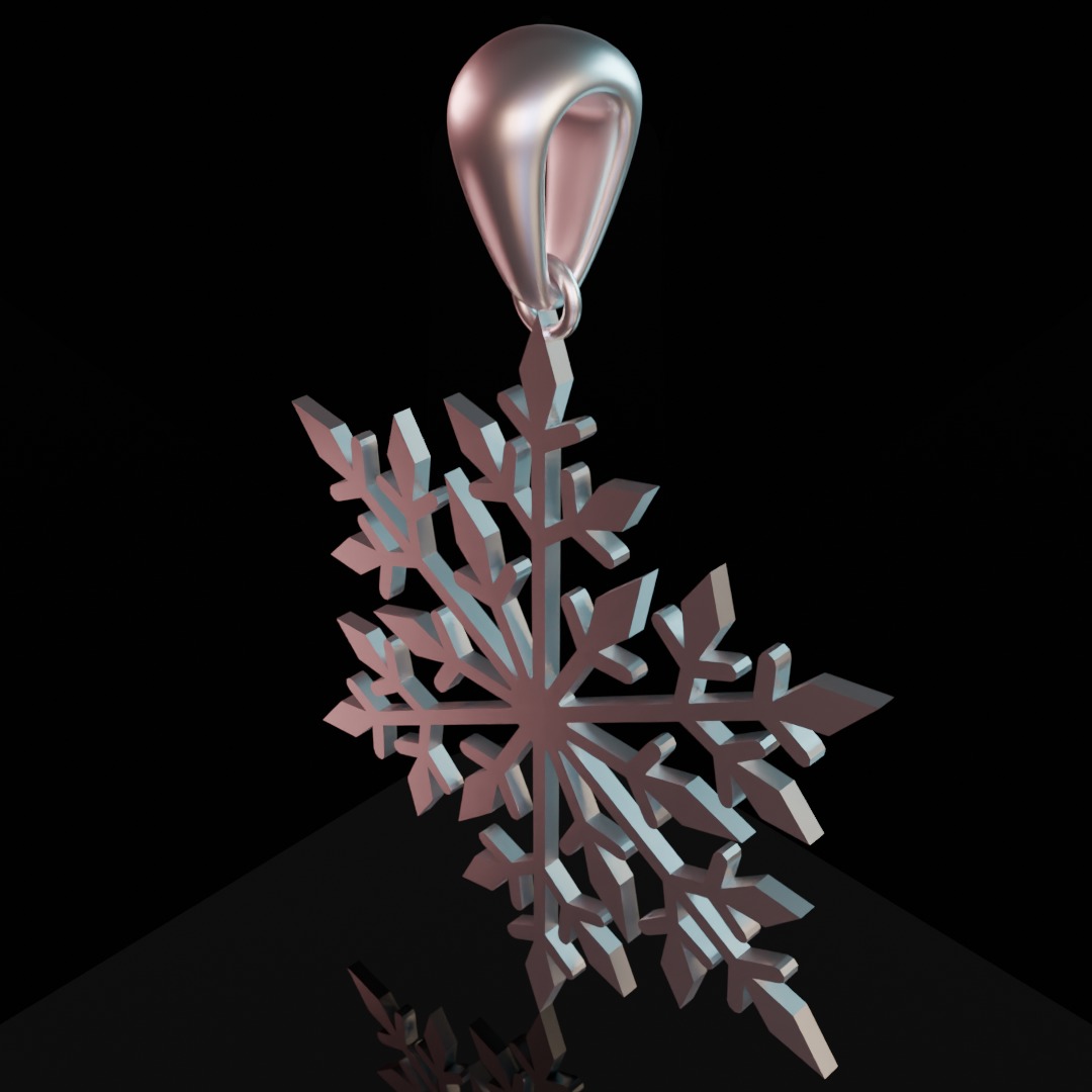 Snowflake jewerly pendent 3D print model_6