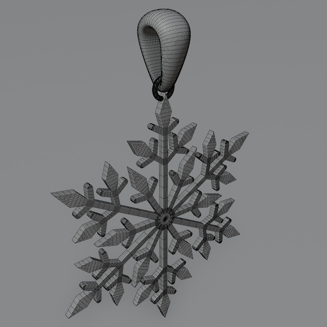 Snowflake jewerly pendent 3D print model_10
