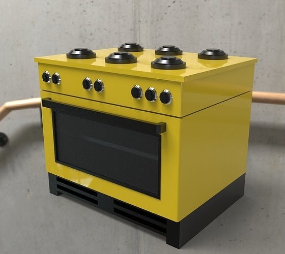 gas oven Low-poly 3D model