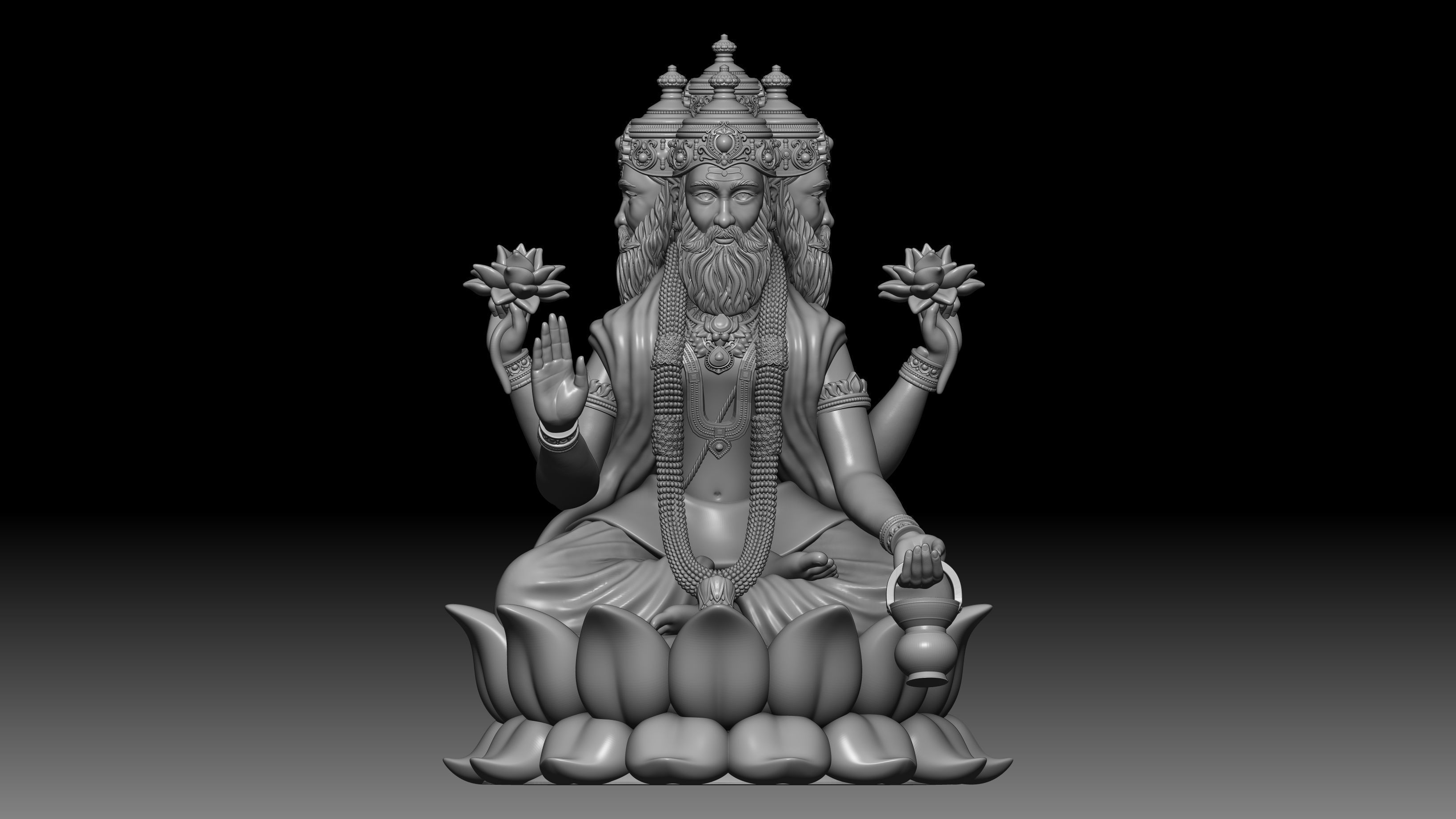 Brahma ji hindu god idol 3D print model_1