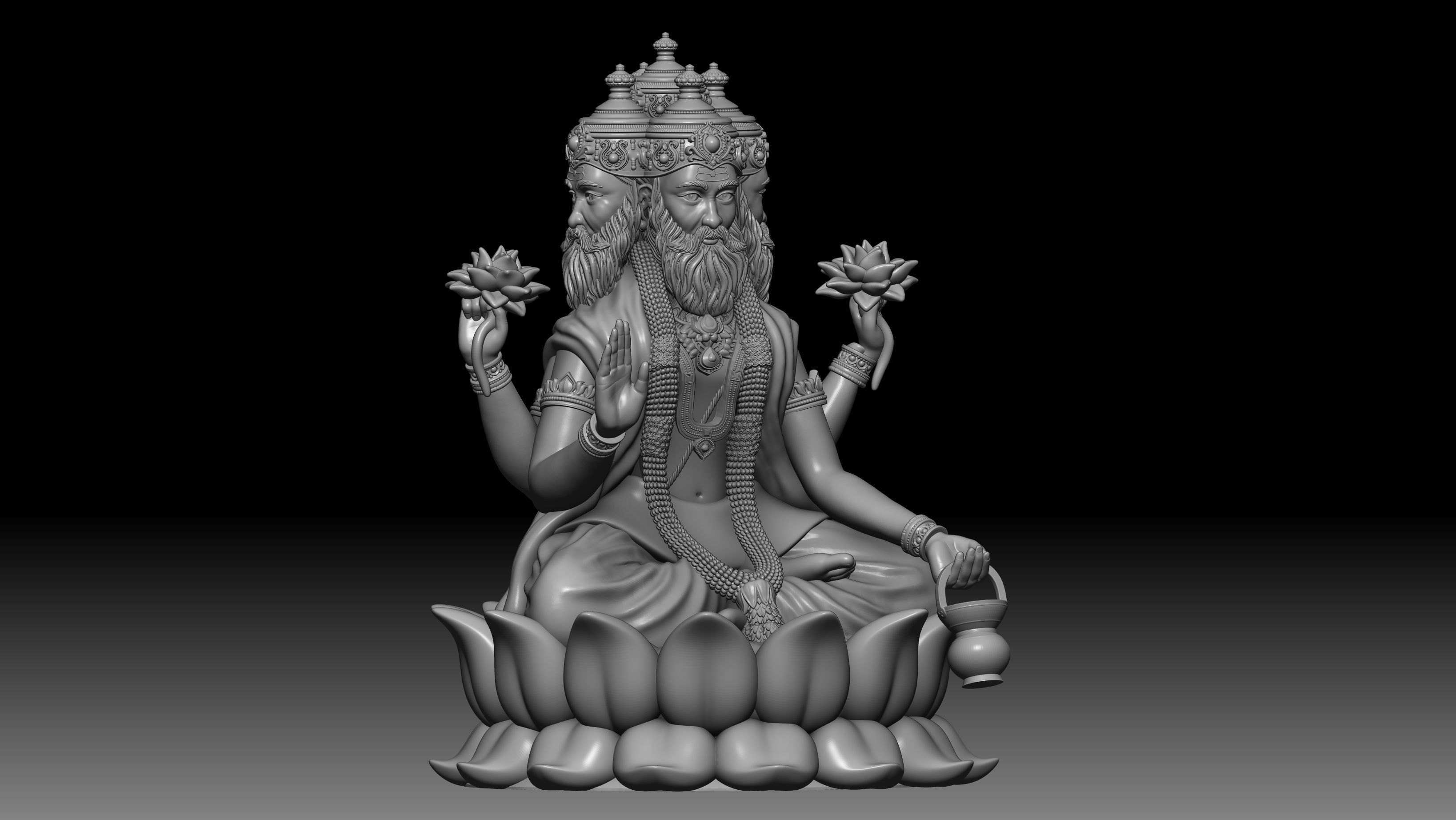 Brahma ji hindu god idol 3D print model_2