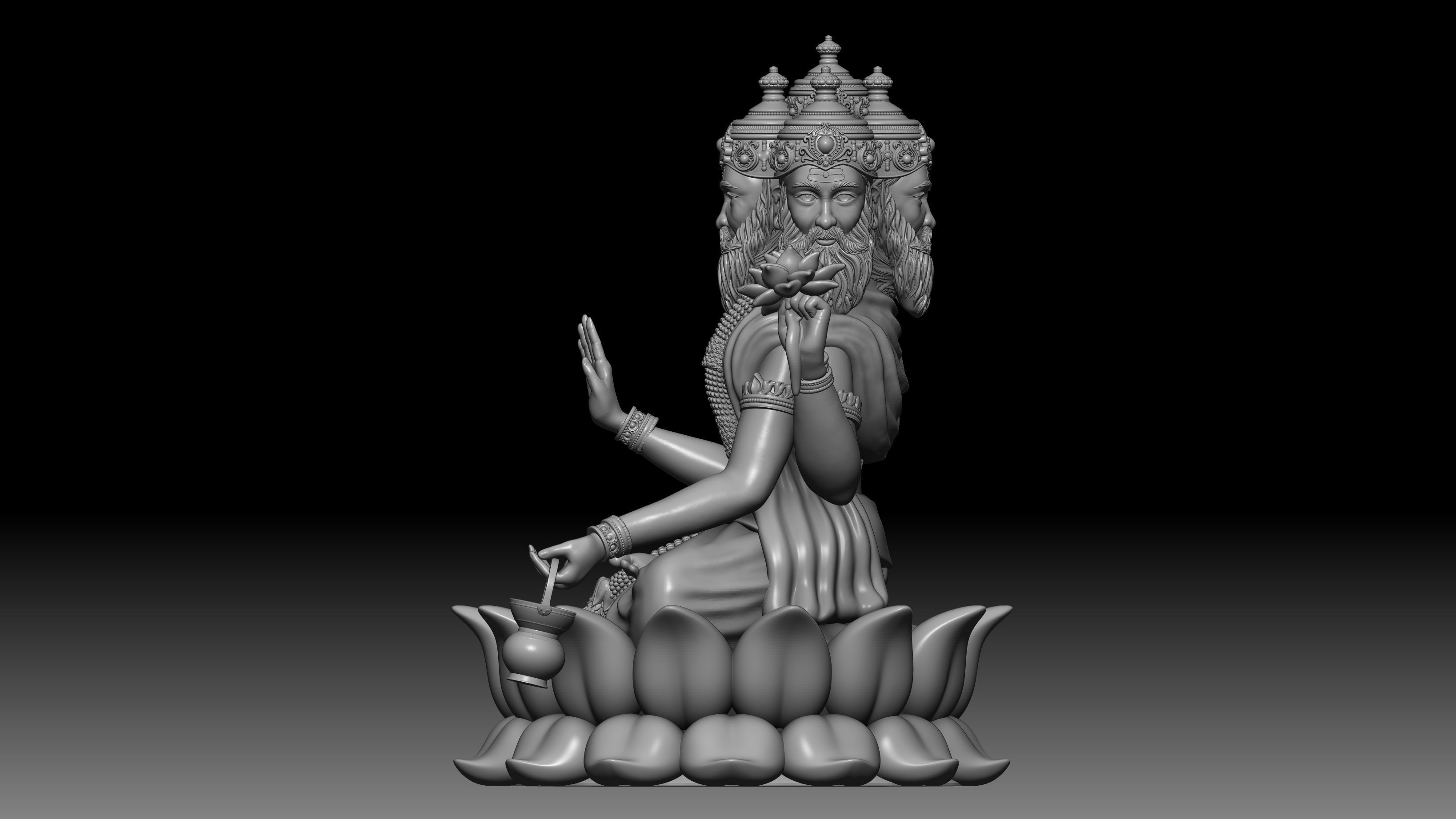 Brahma ji hindu god idol 3D print model_6