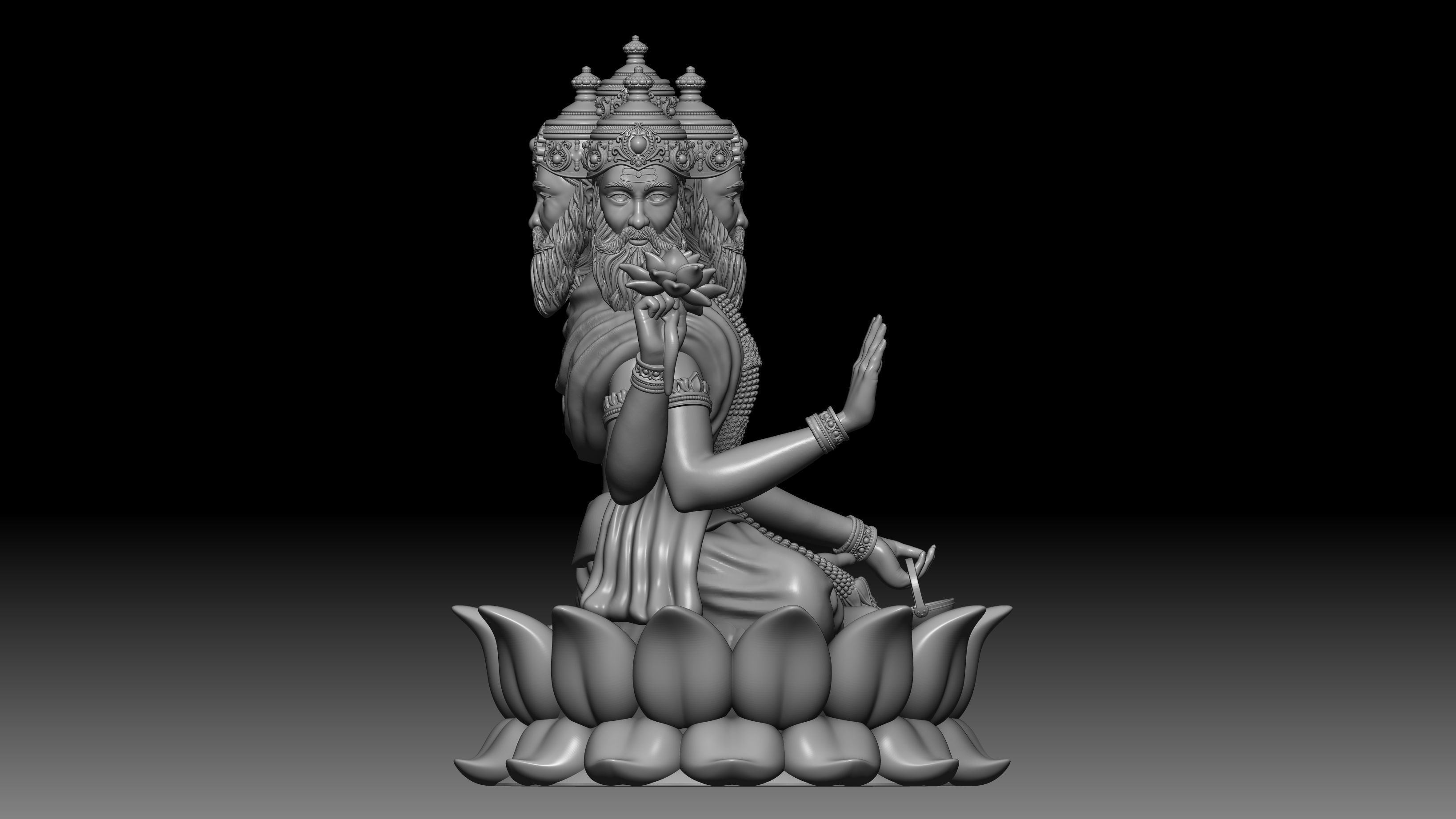 Brahma ji hindu god idol 3D print model_5