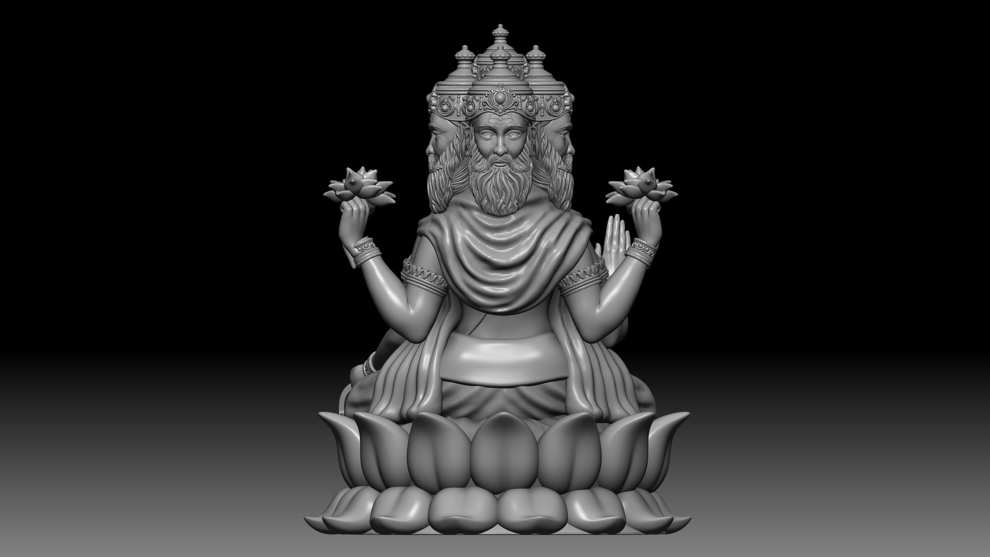 Brahma ji hindu god idol 3D print model_4