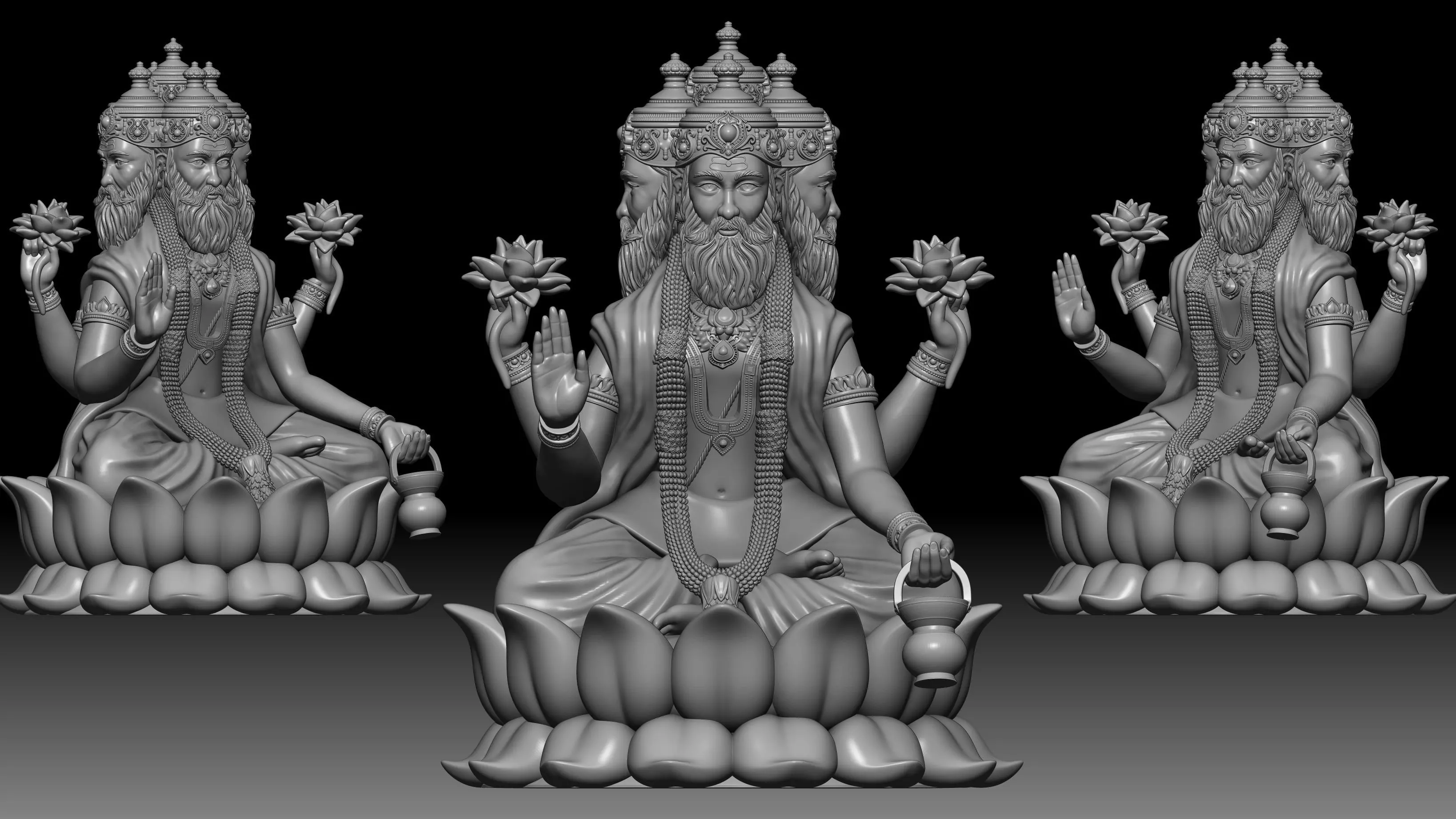 Brahma ji hindu god idol 3D print model_0
