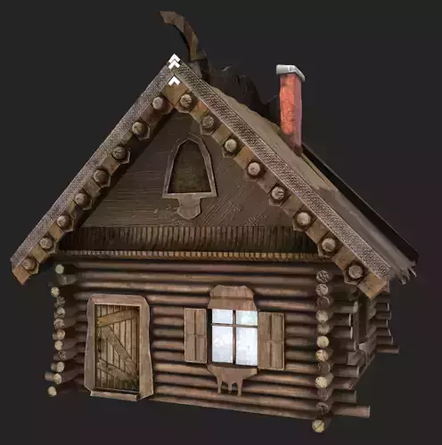  The hut of hunter or an ordinary house in an old village