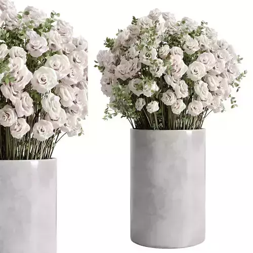 Flower Box - Rose Pink in a bouquet Ceramics pot set 65