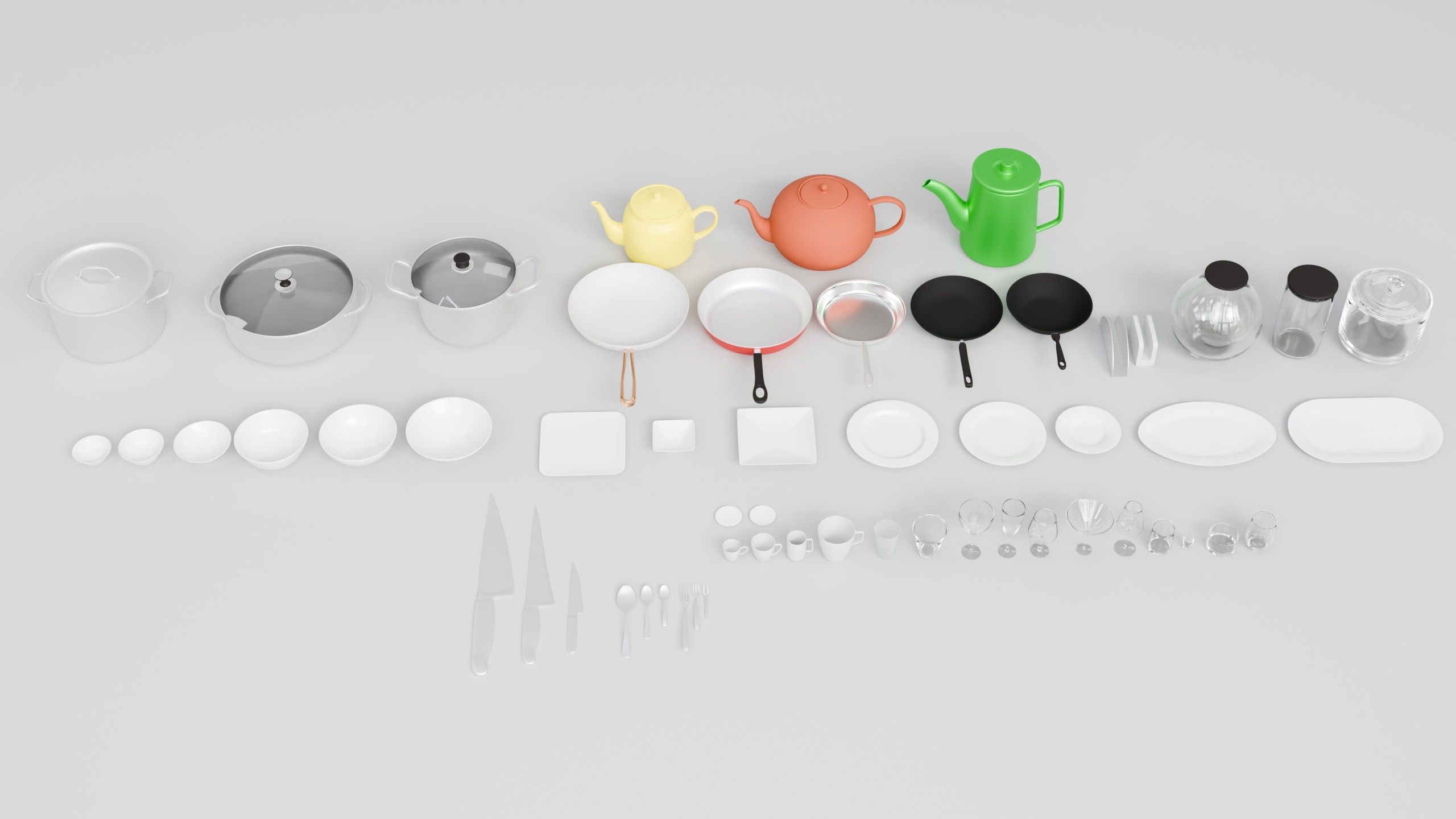 Kitchen Items Pack Low-poly 3D model_1