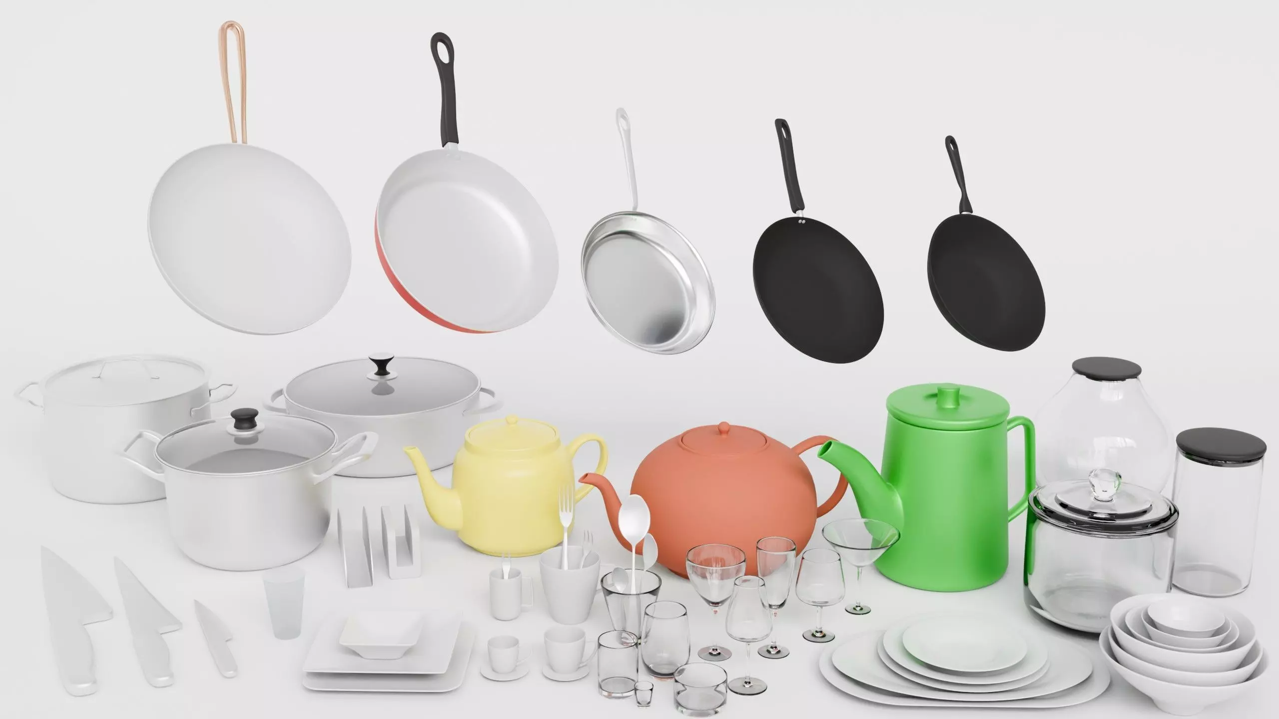 Kitchen Items Pack Low-poly 3D model_0
