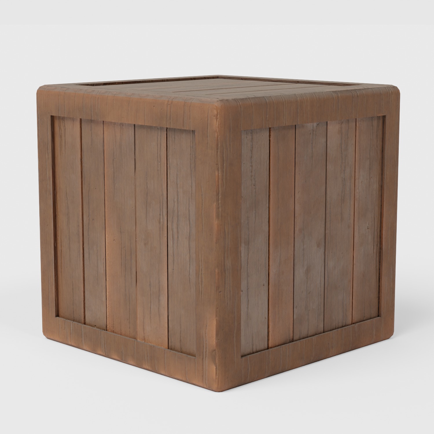 Simple Wood Box Low-poly 3D model_1
