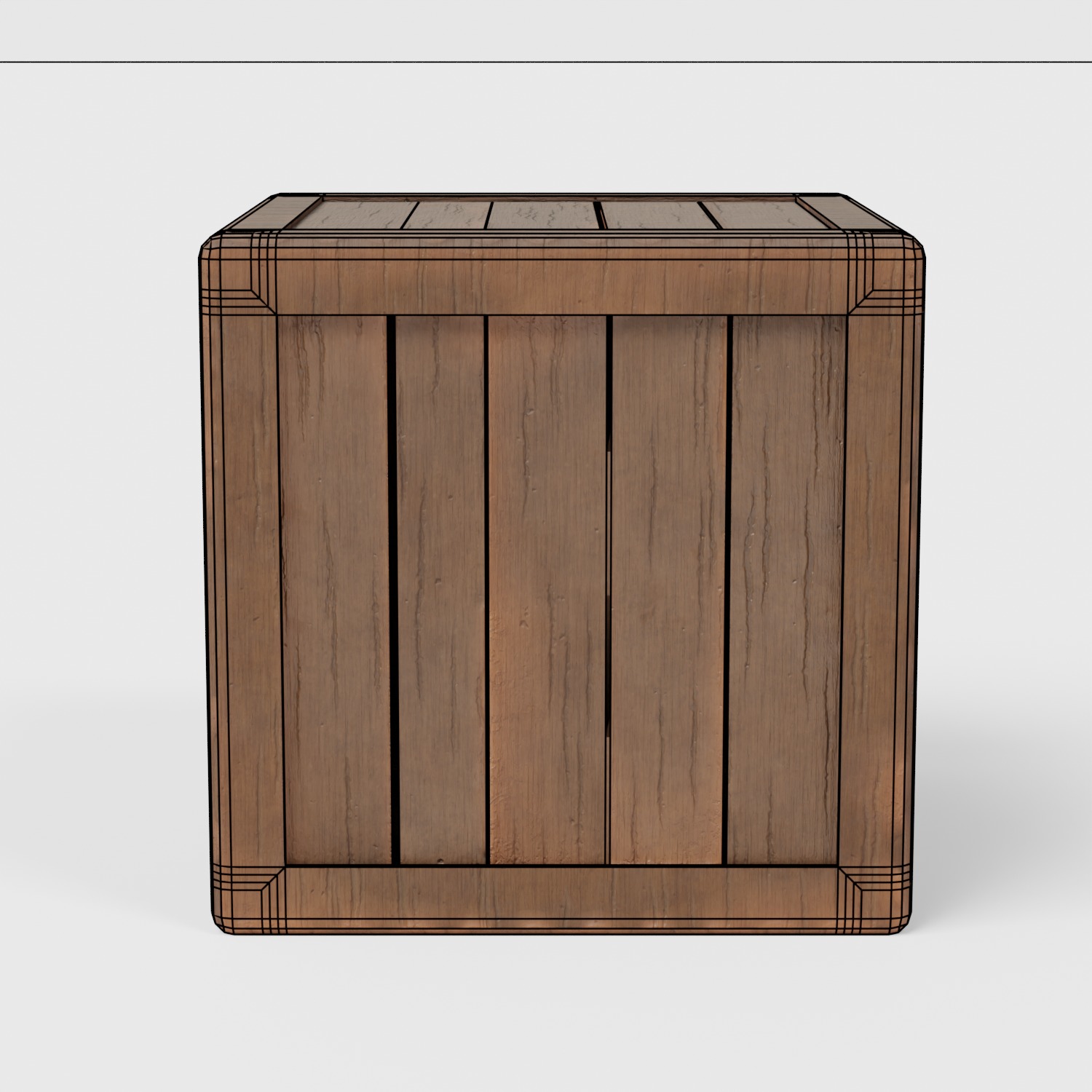 Simple Wood Box Low-poly 3D model_2