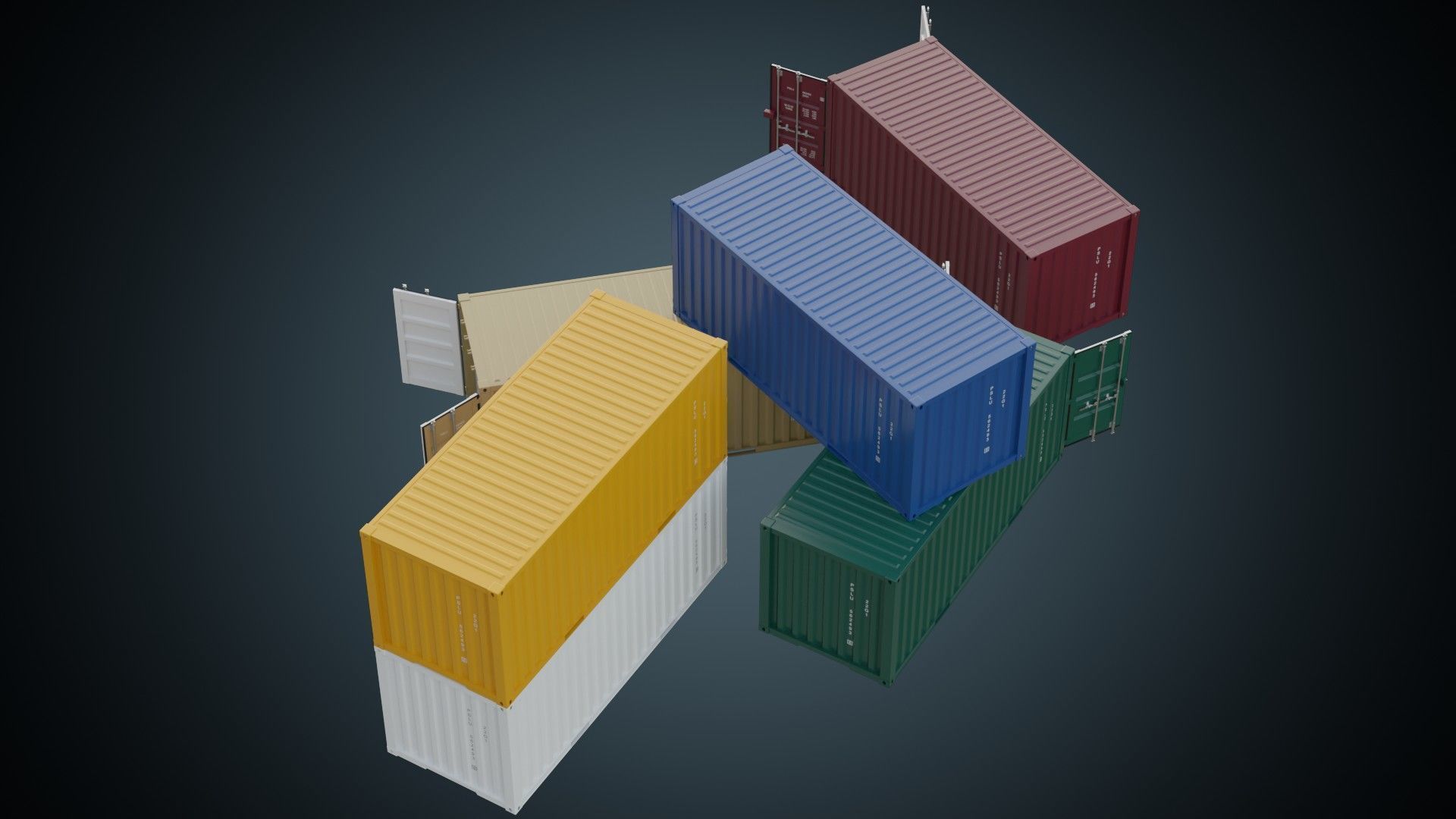 Cargo Container 6A Low-poly 3D model_1