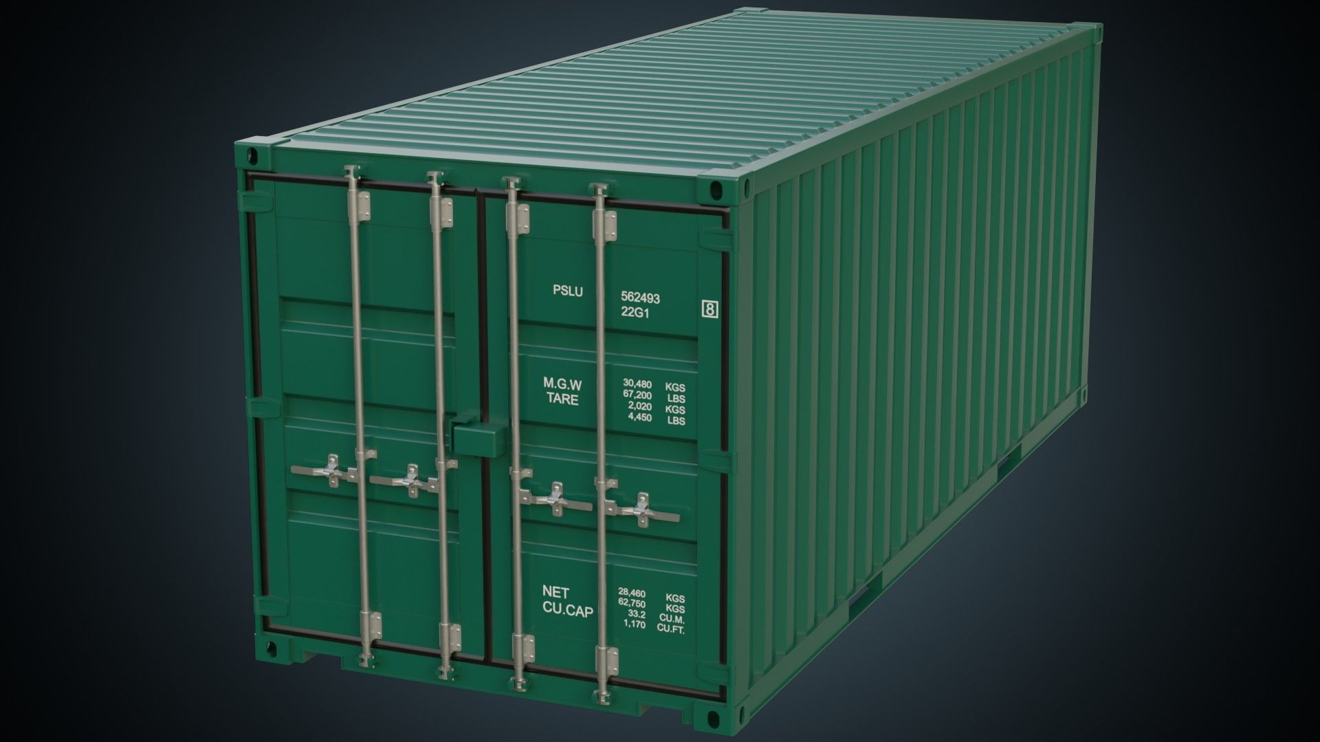 Cargo Container 6A Low-poly 3D model_3