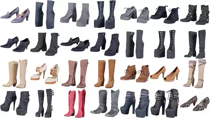 111 Boots Heels and Shoes for Woman Superbundle 3D Model Collection