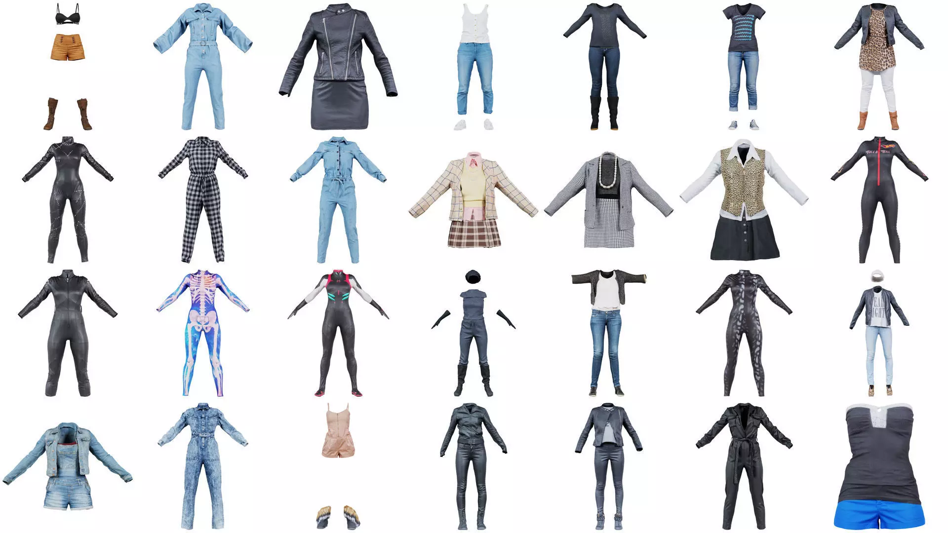 46 Full body Catsuit Costume outfit for Woman Superbundle 3D Model Collection_0