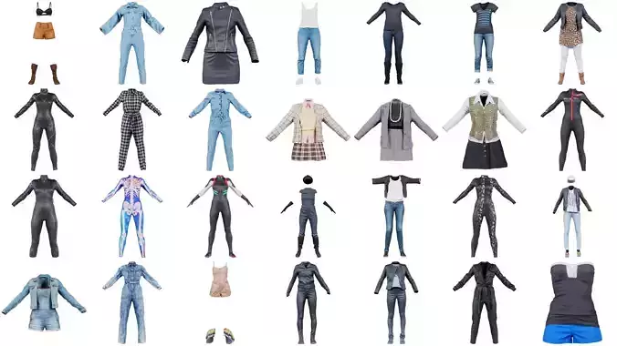 46 Full body Catsuit Costume outfit for Woman Superbundle 3D Model Collection