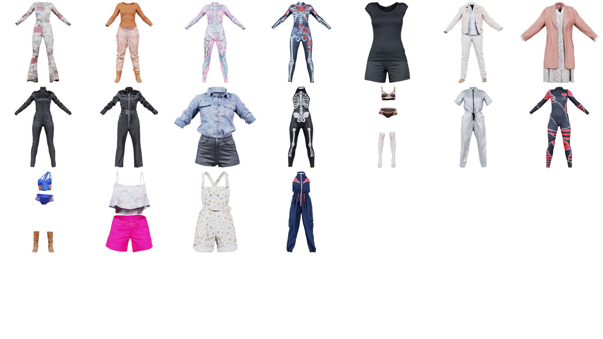 46 Full body Catsuit Costume outfit for Woman Superbundle 3D Model Collection_1