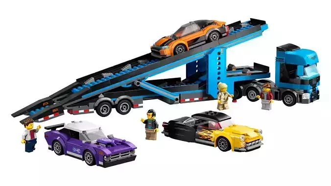 TwindBricks3D - 60408 Car Transporter Truck with Sports Cars  3D print model