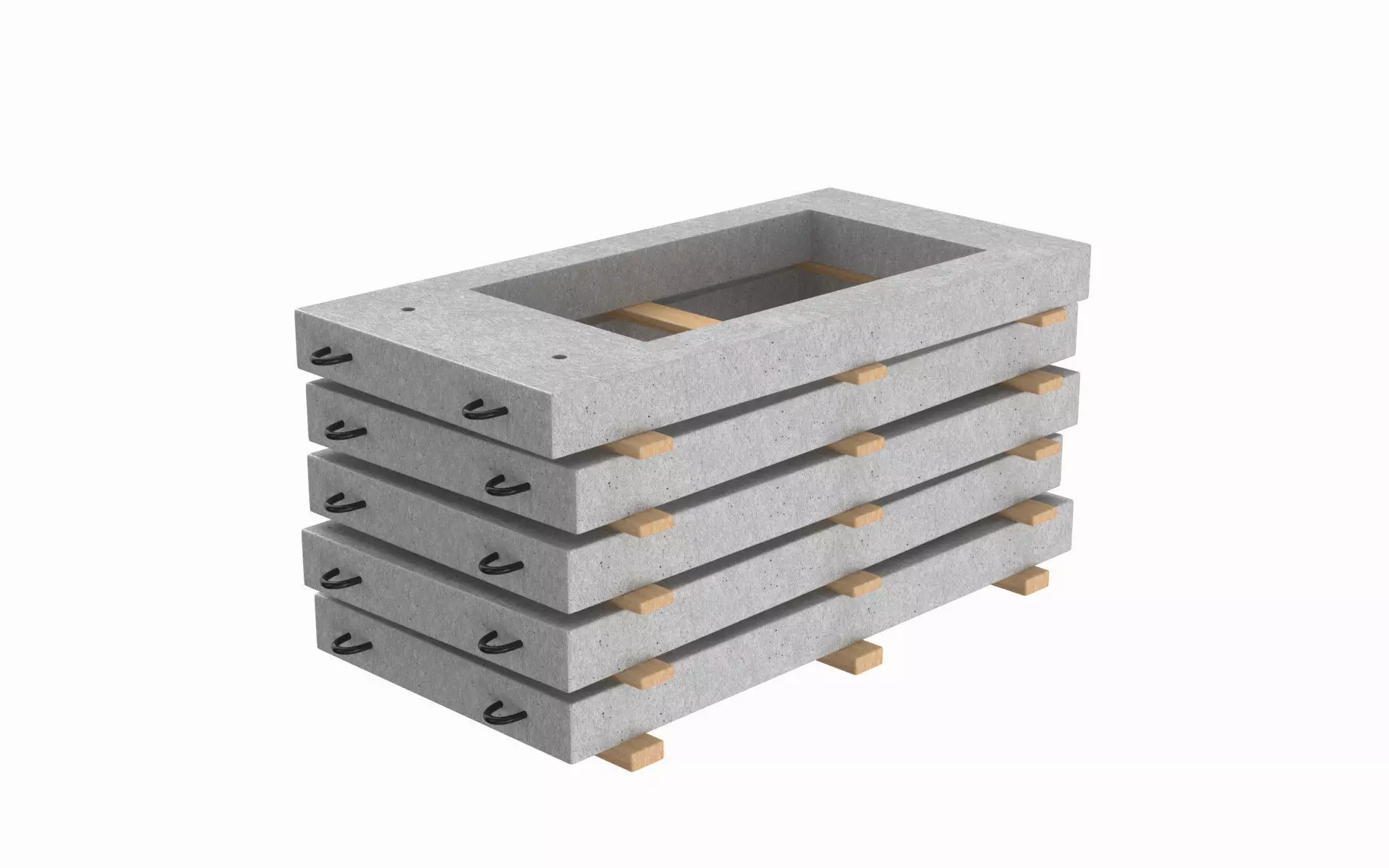 Concrete Wall Panels On Wood Planks 3D model_0